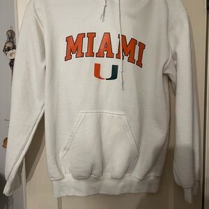 Gildan White Miami Hoodie with Orange and Green Accents